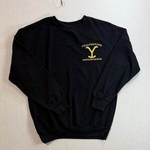 Yellowstone Dutton Ranch Black Crew Neck Sweater